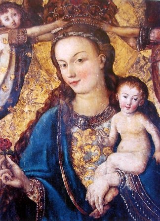 Obraz Matki Boskiej Pięknej Miłości (XV w.) słynący łaskami w ołtarzu głównym Katedry w Bydgoszczy
