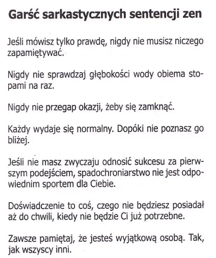 Garść sarkastycznych sentencji zen