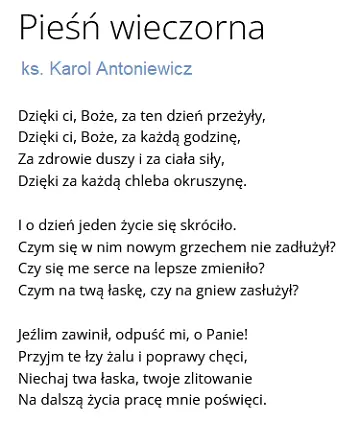 Modlitwa wieczorna ks. Karola Antoniewicza