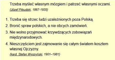 Józef Piłsudski i kard. Stefan Wyszyński - sentencje