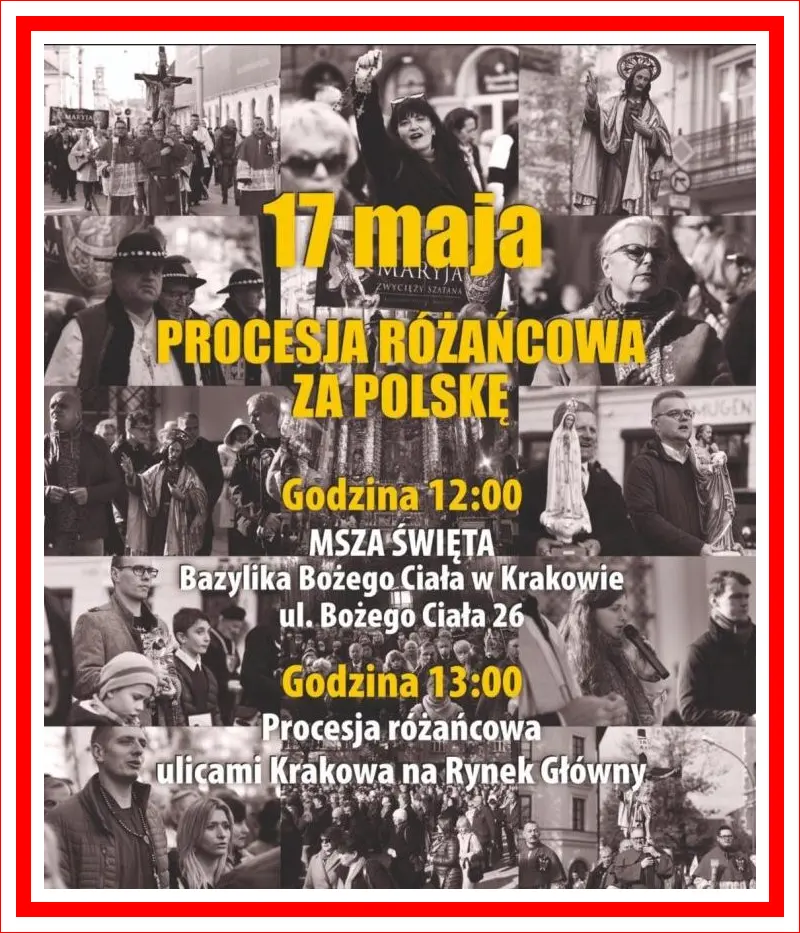 Procesja różańcowa za Polskę w Krakowie 17.05.2026