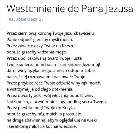 Westchnienie do Pana Jezusa - ks. Józefa Baki Westchnienie do Pana Jezusa - ks. Józefa Baki