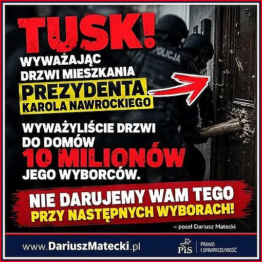 Wyważone drzwi w mieszkaniu Prezydenta