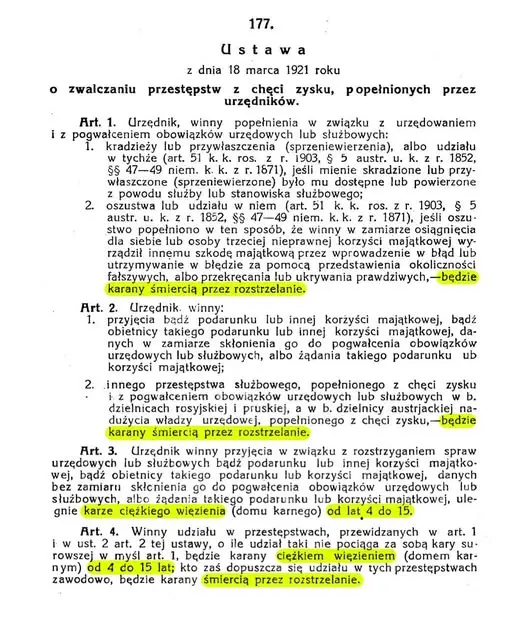 Odpowiedzialność urzędnika w Polsce - 1921