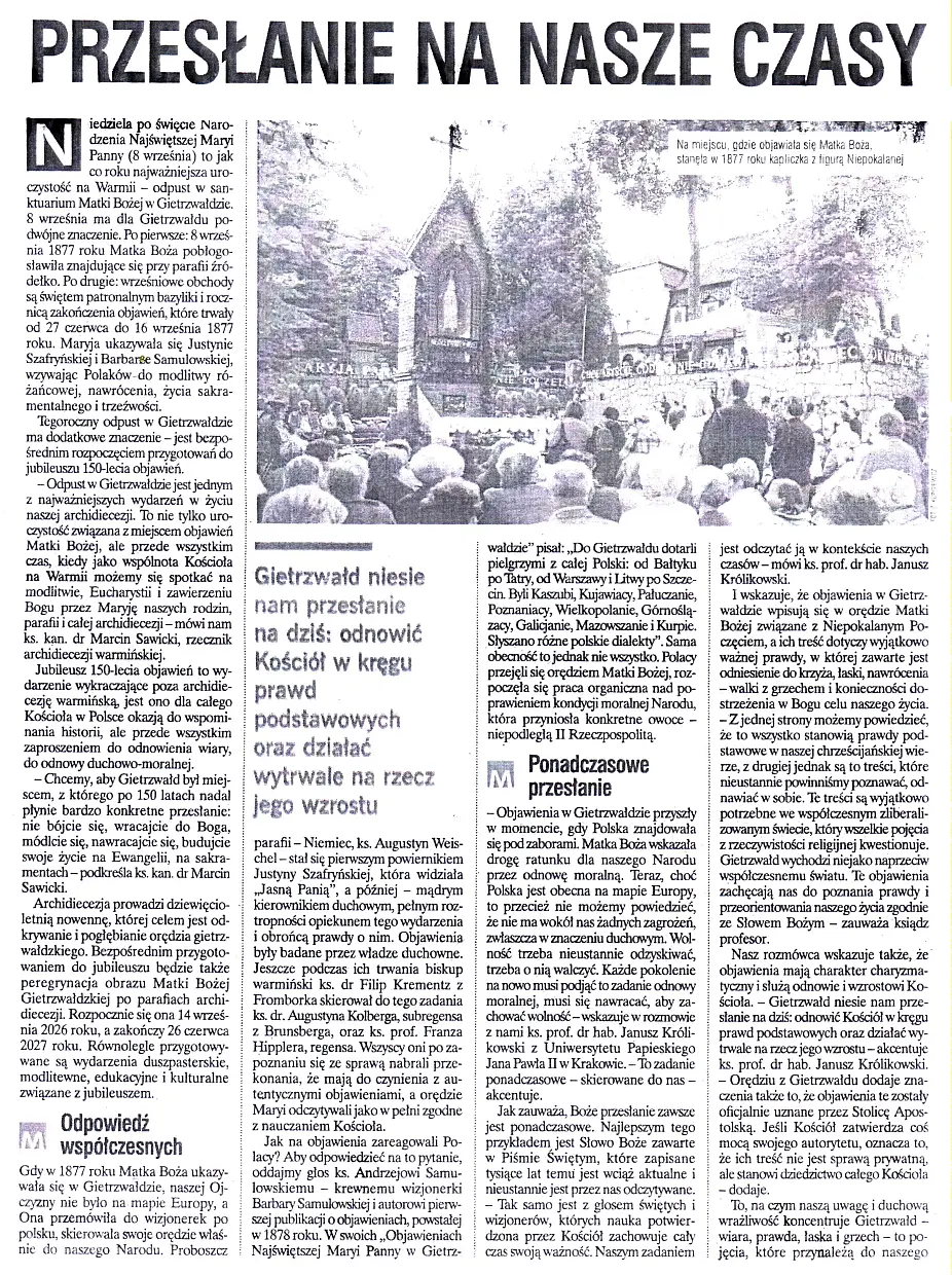 "Przesłanie na nasze czasy", M4)