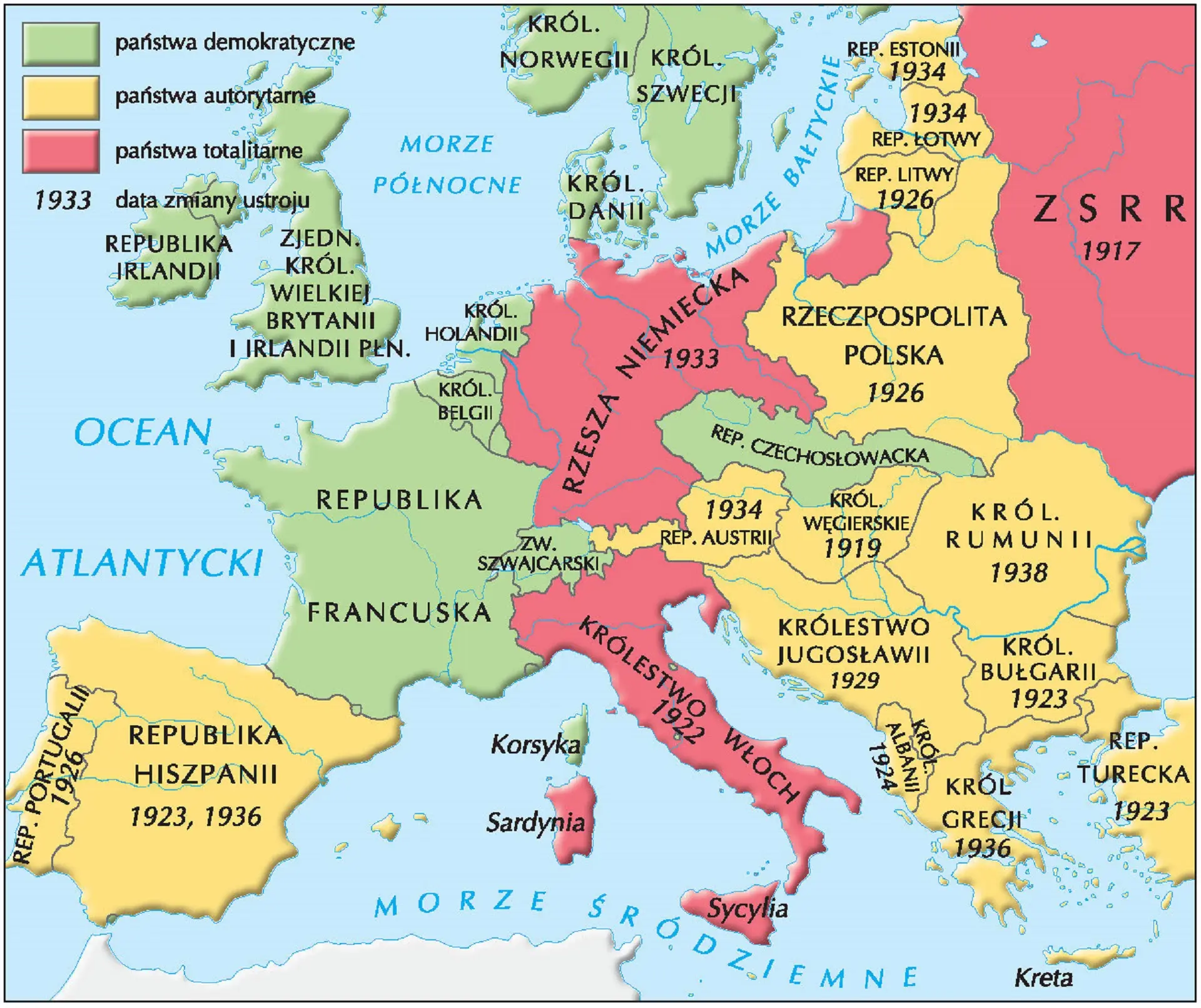 Mapa polityczna Europy przed II wojną światową