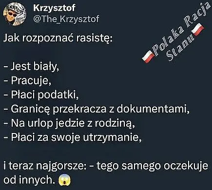 Źródło: FB Jak poznać rasistę