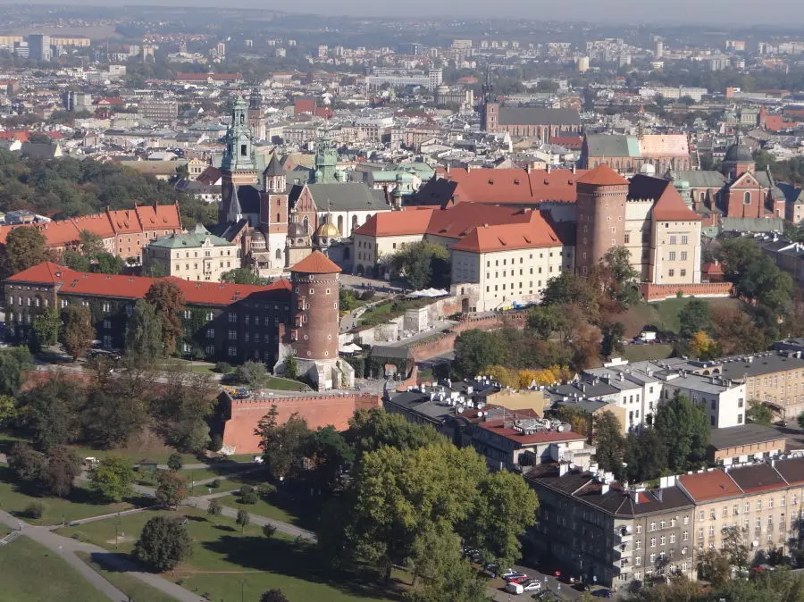 Wawel i Krakow z góry