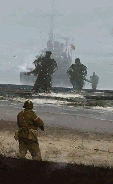 Grafika Jakuba Różańskiego "Obrona Westerplatte"